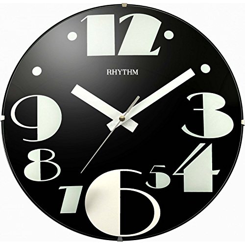 Rhythm Value Added Wall Clock Printing Glass Silent Silky Move Analog Black